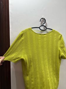 olive Green Ribbed Stretch Button-Down Top