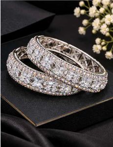 Elegant CZ Bangles - Pair of 2