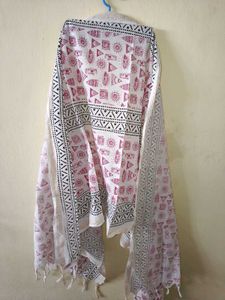 Pink Printed Cotton Kurta+ dupatta set