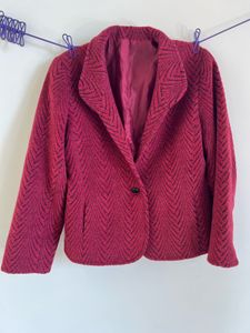 Women's Red Textured Blazer