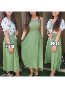 Cute Green Dress with Polka Dot Shrug
