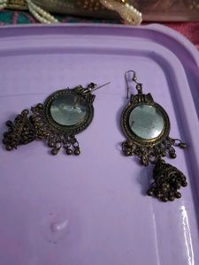 Vintage Jhumka Mirror Earrings