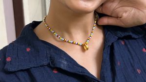Colorful Beaded Necklace with Shell Pendant