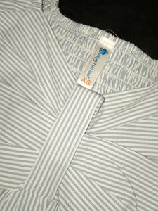 Cute Blue Striped Peplum Top