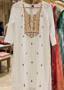 Embroidered White Kurta