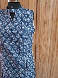 Blue Printed Kurta plazo  Set