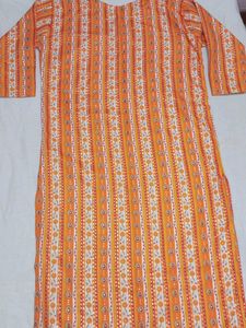 Vibrant Orange &amp; Yellow Floral Striped Top