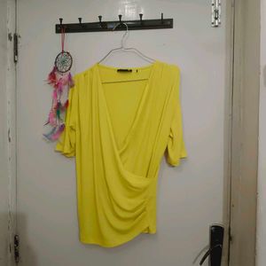 Bright Yellow Wrap Top - Size Medium