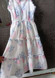 Auli Brand Floral Frock With Heavy Denim Jacket
