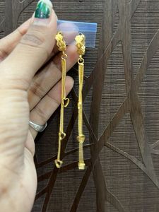 Gold Plated Heart Dangle Earrings