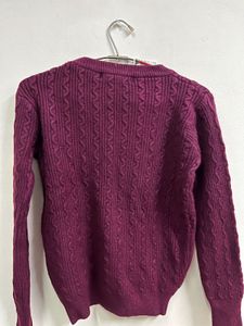 Knit Pullover Sweater Wine colour