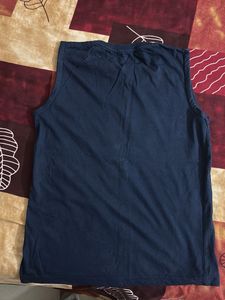 Men's Navy Blue Sleeveless Graphic T-Shirt