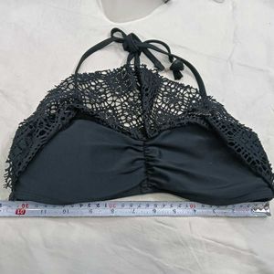 Black ,32,34 Crochet Ruffle Bikini Top