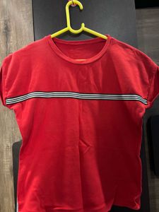Red Striped Casual T-Shirt