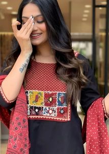 black and red kurta set