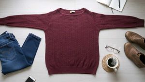 Burgundy Knit Sweater - Classic Style