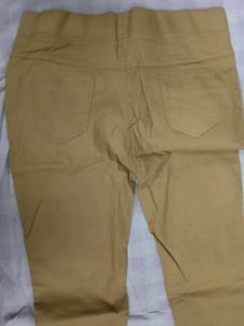 Khaki Trousers with Zipper Detail