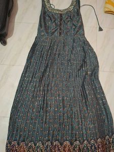 Elegant Ethnic Gown with Embellished Neckline
