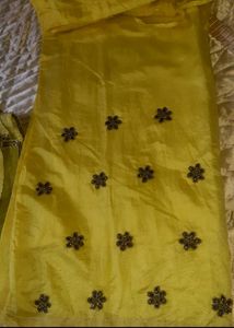 Yellow Embroidered Kurta Set with Dupatta