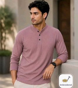 Men's Henley Shirt - Rose Pink