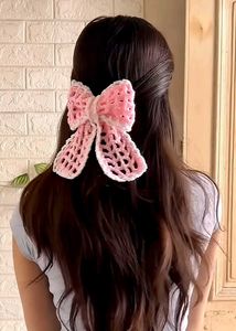 Crocheted Bow Hair Clips - Set of 2