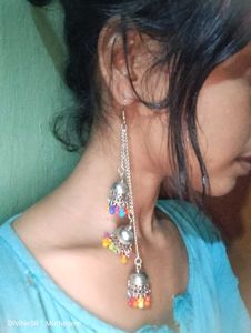 Boho Jhumka Earrings with Multicolor Beads