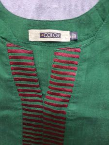 Green cotton silk Kurta Top
