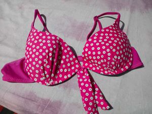 Pink Polka Dot Bikini Top bra
