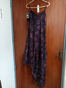 asymmetrical lace burgundy dress