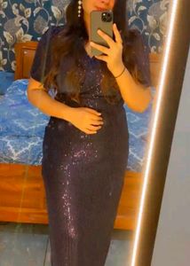 Sparkling Navy Blue Sequin Dress
