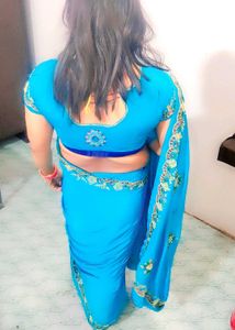 Elegant Blue Saree with Embellishments