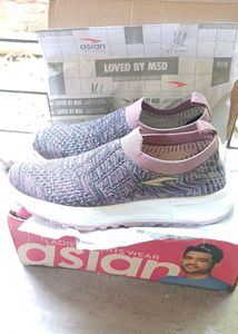 Comfortable Pink &amp; Grey Knit Slip-on Sneakers