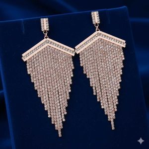 Sparkling Rhinestone Tassel Drop Earrings