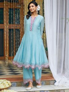 Beautiful Blue Embroidered Kurta