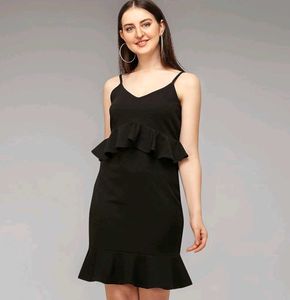 Chic Black Ruffled Mini Dress