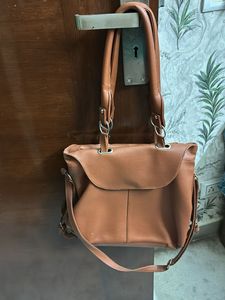 Tan Shoulder Bag with Crossbody Strap