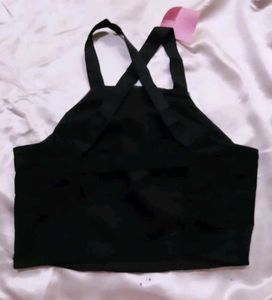 Blue Checkered Crop Top