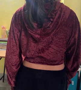 Maroon Velvet Hoodie