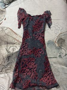 Sheer Animal Print Midi Dress