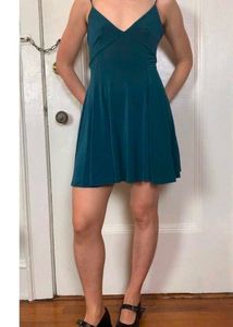 Teal Mini Dress with Spaghetti Straps