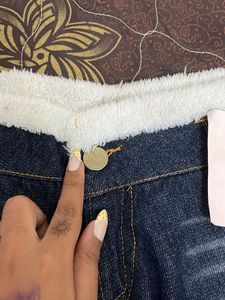 Cozy Denim Shorts with Sherpa Trim
