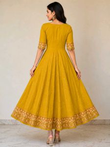 Beautiful Yellow Embroidered Anarkali Kurta