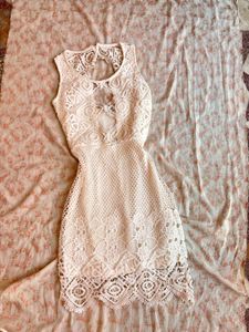 Cream Lace Cut-Out Mini Dress