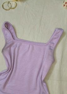 Lavender Ribbed Square Neck Tank Top