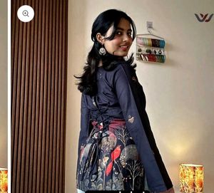 Black Bell Sleeve Corset Kurti