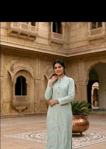Elegant Mint Green Embroidered Kurta