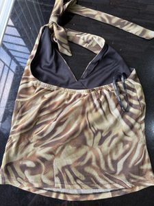 Westside Sheer Animal Print Halter Top