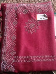 Embellished Maroon Saree