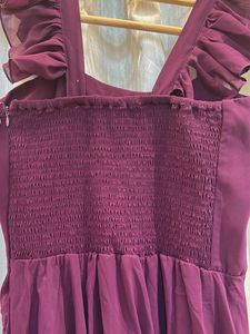 Burgundy Ruffle Sleeve Dress