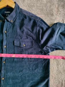 Pull&amp;Bear Navy Blue Corduroy Shirt